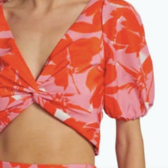 ML Monique Lhuillier Printed Taffeta Crop Top 10 - Picture 6 of 10